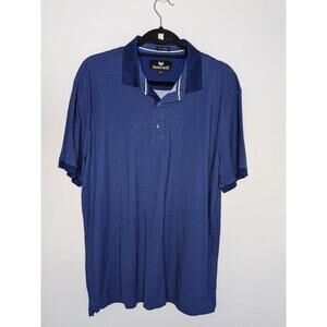 Buttercloth Polo Shirt Mens XL Blue Icy Cotton Geometric Knit Short Sleeve